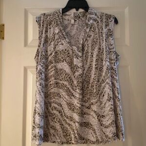 Dana Buchman Gray and White Blouse Tank Top